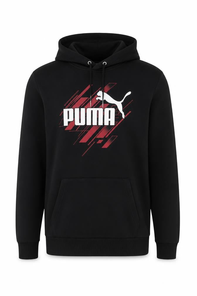 Puma Men's Black XL Pullover Hoodie with Logo Graphic Print