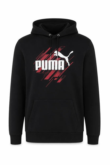 Puma Men's Black XL Pullover Hoodie with Logo Graphic Print