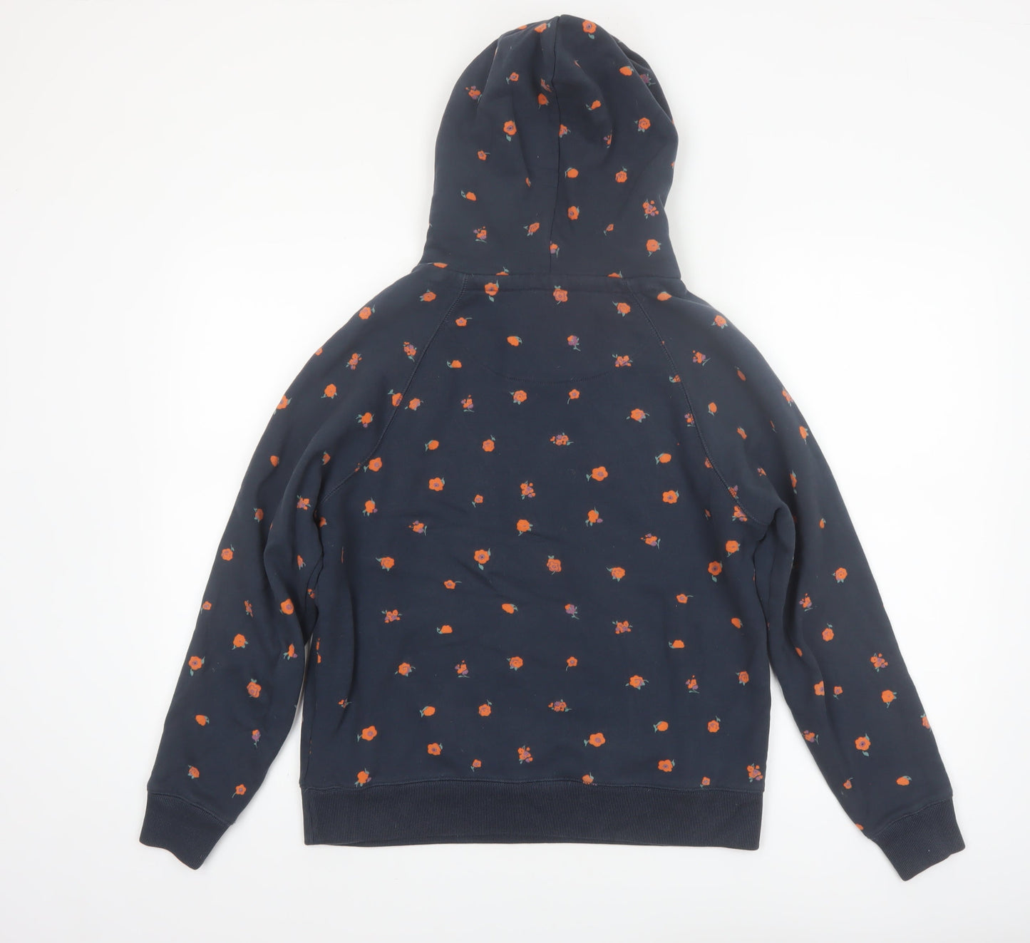 Jack Wills Women's Navy Floral Pullover Hoodie UK 10 Cotton WILLS Logo