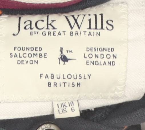 Jack Wills Women's Navy Floral Pullover Hoodie UK 10 Cotton WILLS Logo