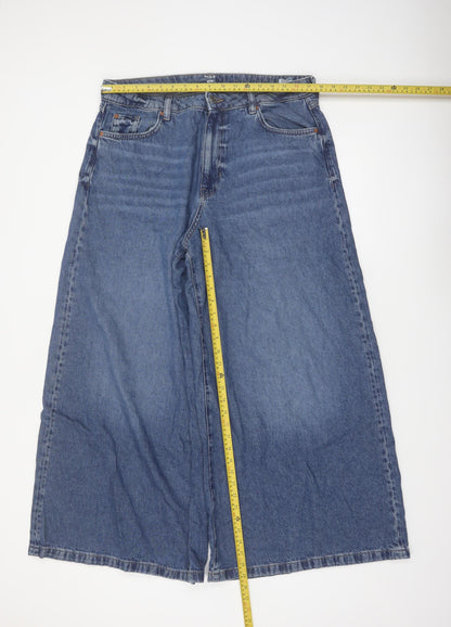 Marks and Spencer Women's Blue Wide-Leg Denim Jeans Size 6 Short