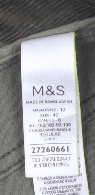 Marks and Spencer Women’s Green Corduroy Chino Trousers Size 12