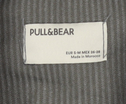 Pull&Bear Men's Grey Corduroy Button-Up Long Sleeve Shirt S