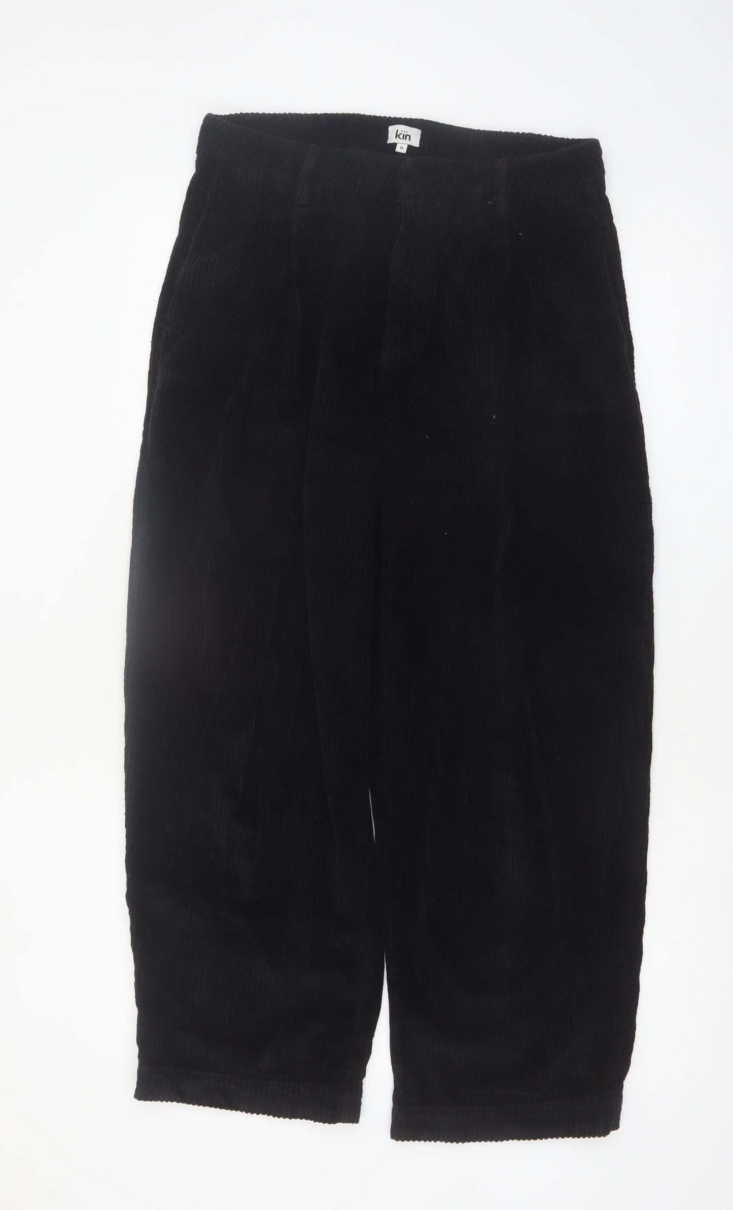 Kin Women’s Black Corduroy Cropped Trousers Size 10