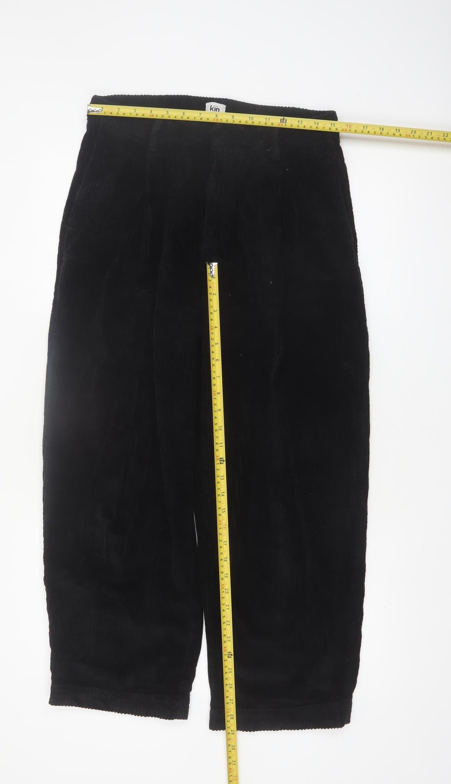 Kin Women’s Black Corduroy Cropped Trousers Size 10