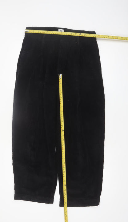 Kin Women’s Black Corduroy Cropped Trousers Size 10