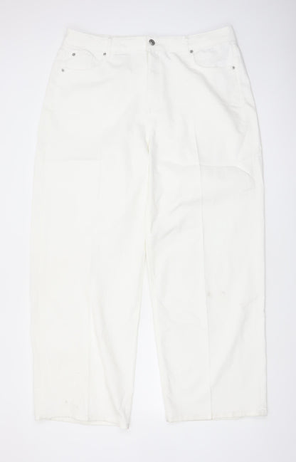 Marks and Spencer Women White Wide-Leg Jeans Size 18 Tall