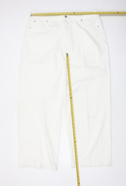 Marks and Spencer Women White Wide-Leg Jeans Size 18 Tall