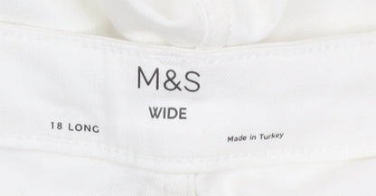 Marks and Spencer Women White Wide-Leg Jeans Size 18 Tall