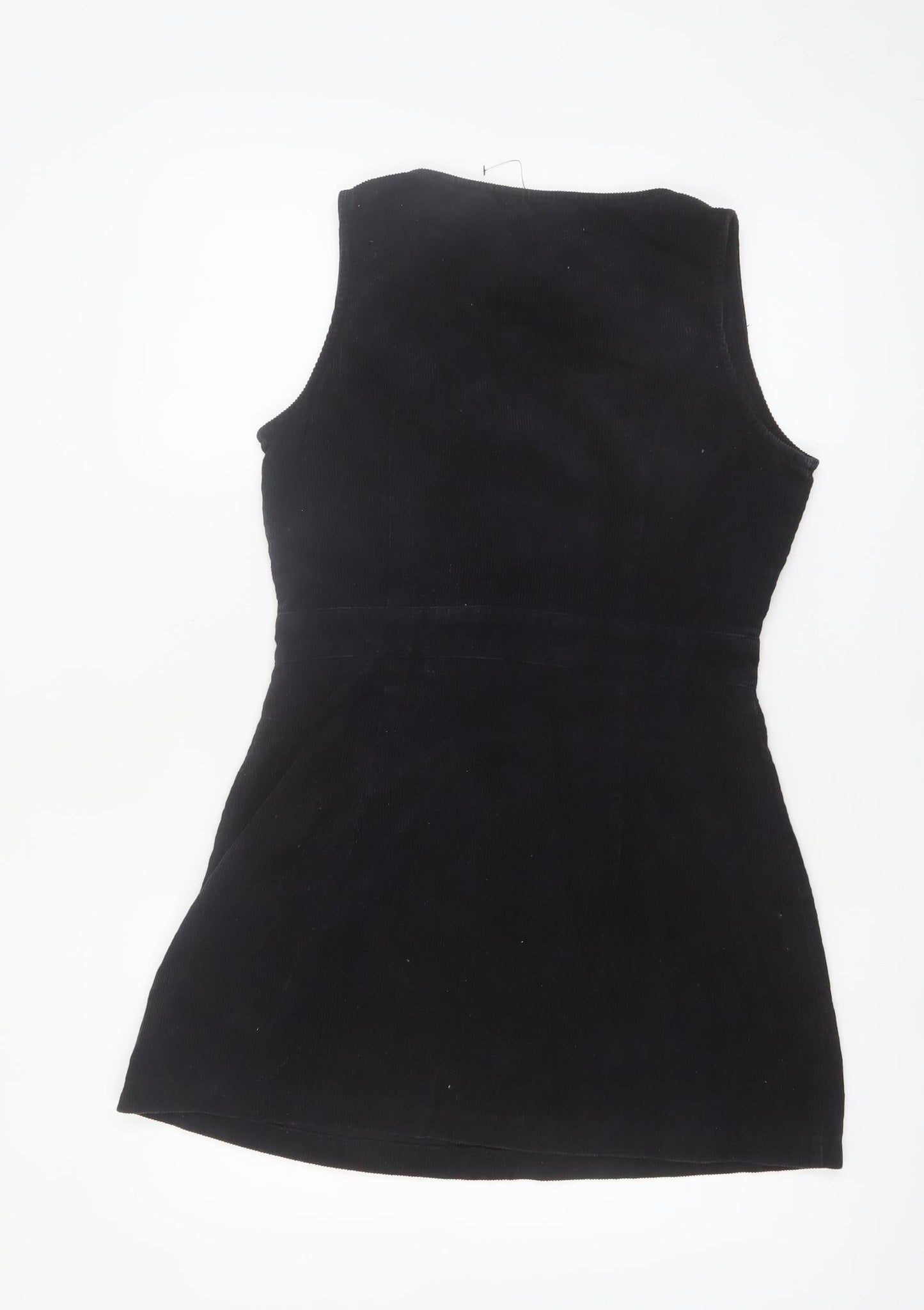 Boohoo Women's Black Corduroy Pinafore Dress Size 12