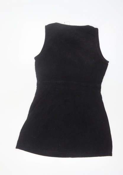 Boohoo Women's Black Corduroy Pinafore Dress Size 12