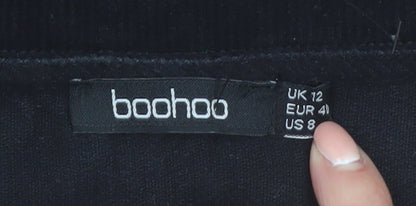 Boohoo Women's Black Corduroy Pinafore Dress Size 12