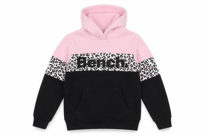 Bench Girls Pink Black Leopard Print Pullover Hoodie 9-10 Years