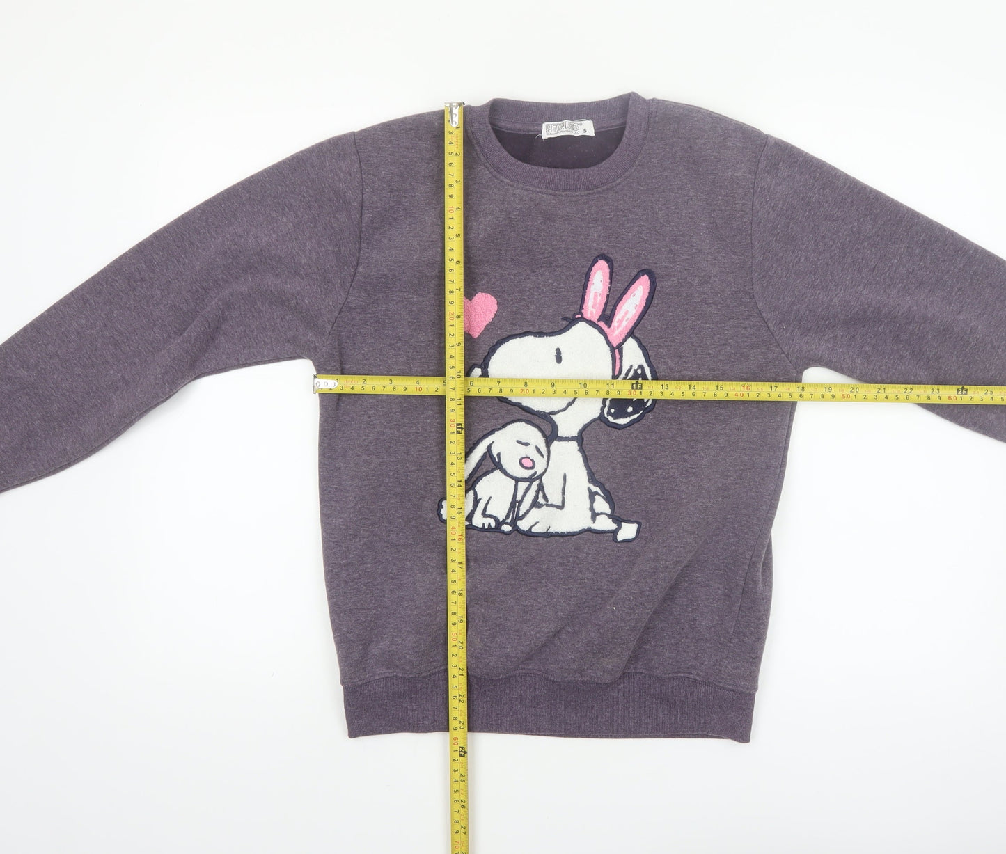 Peanuts Women's Purple Snoopy Print Pullover Sweatshirt Size S