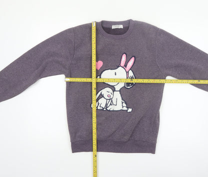 Peanuts Women's Purple Snoopy Print Pullover Sweatshirt Size S