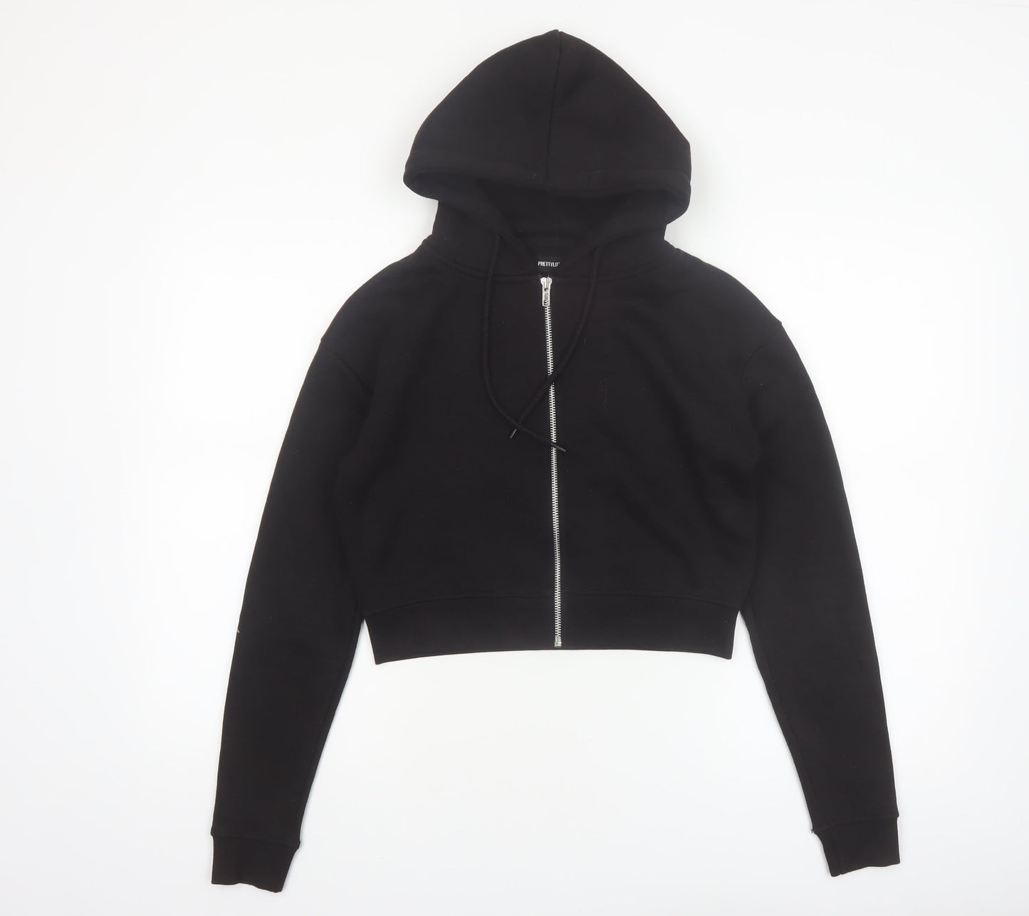 PrettyLittleThing Womens Black Small Cropped Full Zip Hoodie