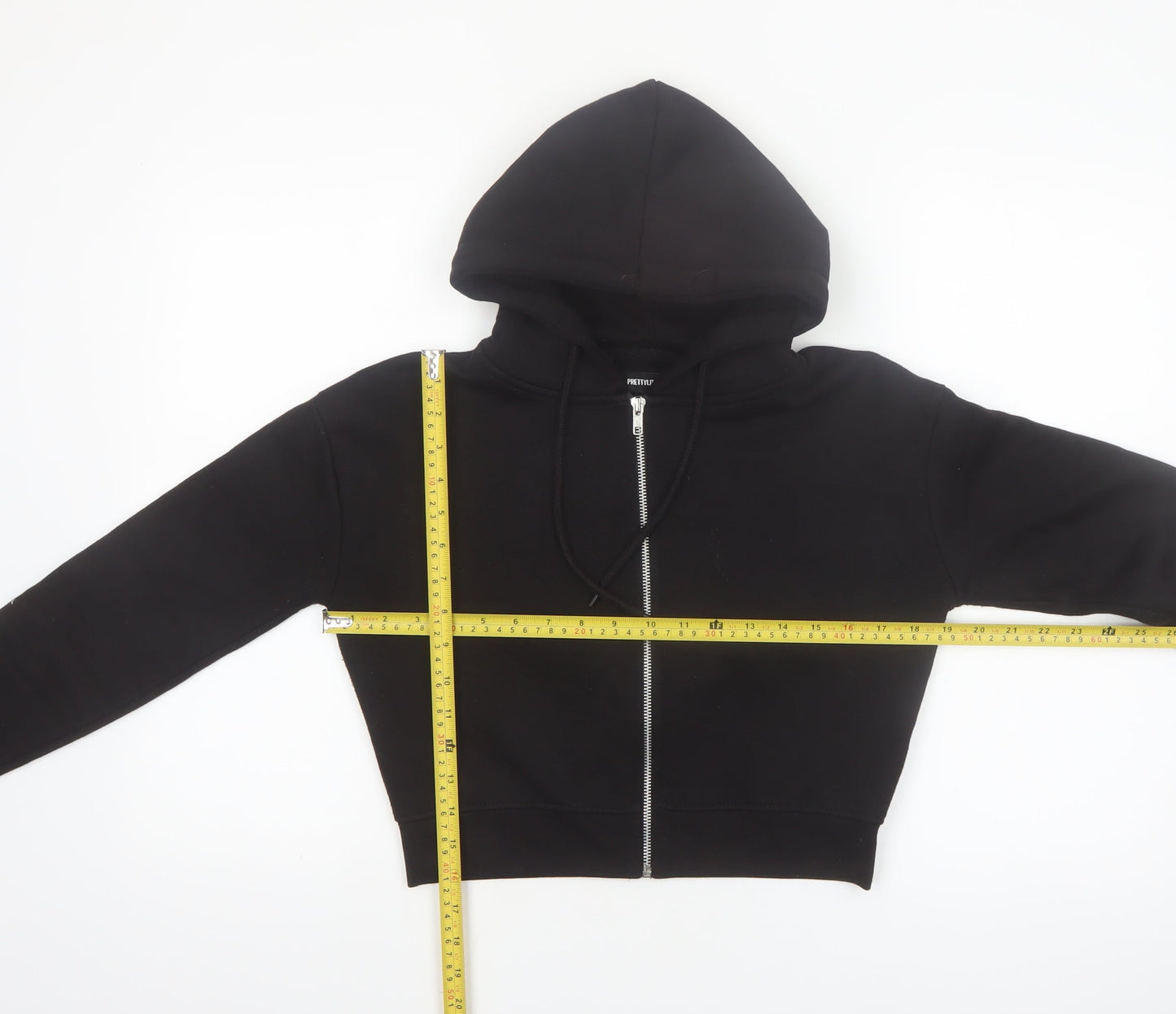 PrettyLittleThing Womens Black Small Cropped Full Zip Hoodie