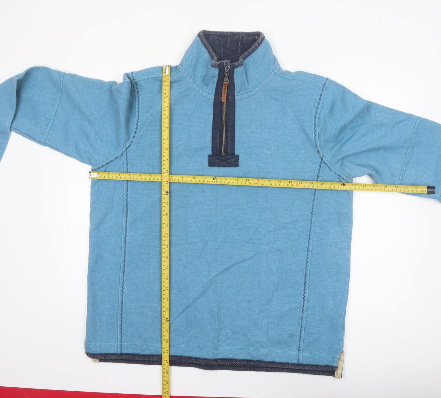 FatFace Mens Blue 1/4 Zip Cotton Sweatshirt L Regular Fit