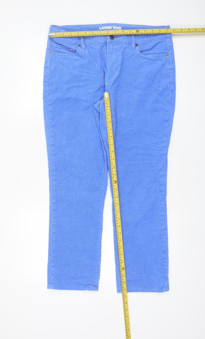 Lands' End Women's Blue Corduroy Chino Trousers UK 14/16 Stretch