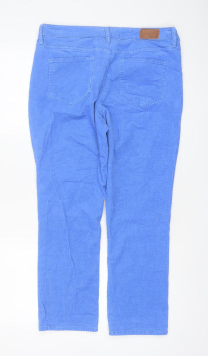 Lands' End Women's Blue Corduroy Chino Trousers UK 14/16 Stretch