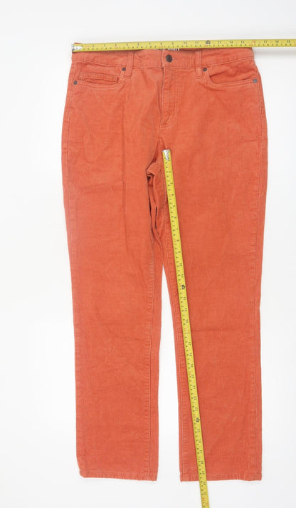 Lands’ End Women’s Orange Corduroy Trousers UK 14 Straight Cotton Blend