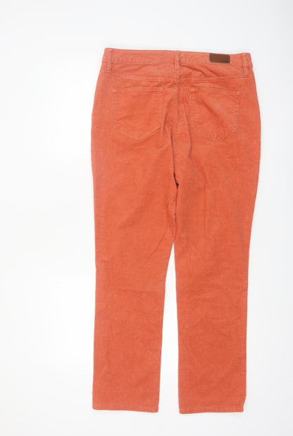 Lands’ End Women’s Orange Corduroy Trousers UK 14 Straight Cotton Blend