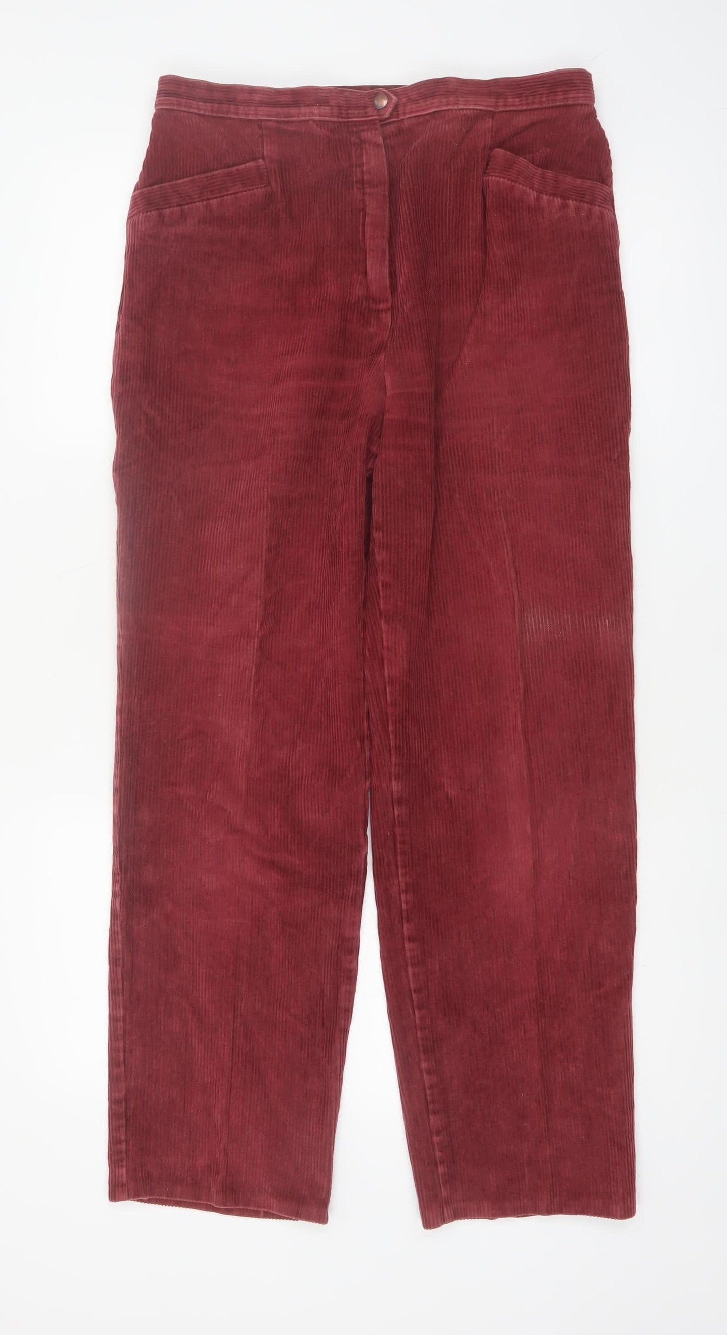 Marks and Spencer St Michael Womens Red Corduroy Trousers Size 18 Long