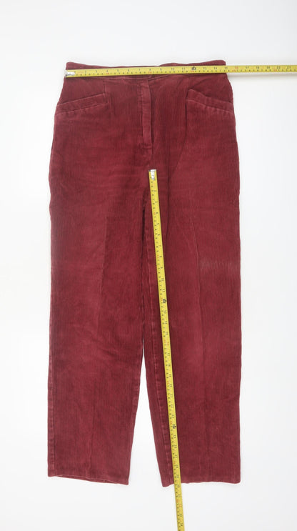 Marks and Spencer St Michael Womens Red Corduroy Trousers Size 18 Long
