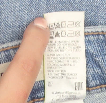 Marks and Spencer Women Blue Distressed Mom Jeans Size 14