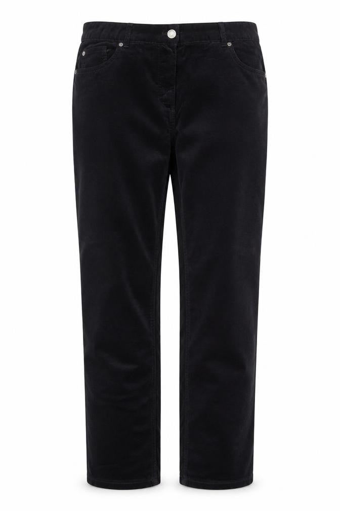 Marks and Spencer Women Black Corduroy Straight Trousers Size 14 Long