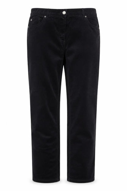 Marks and Spencer Women Black Corduroy Straight Trousers Size 14 Long