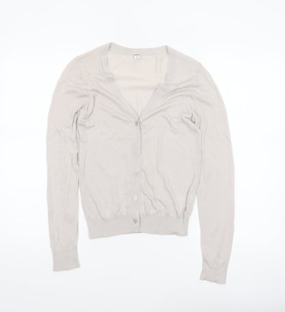 Uniqlo Women Beige V-Neck Button Cardigan M Lightweight Knit
