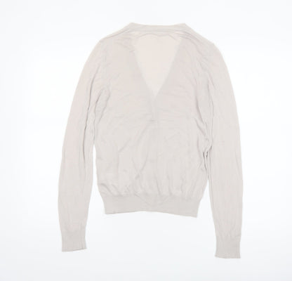 Uniqlo Women Beige V-Neck Button Cardigan M Lightweight Knit