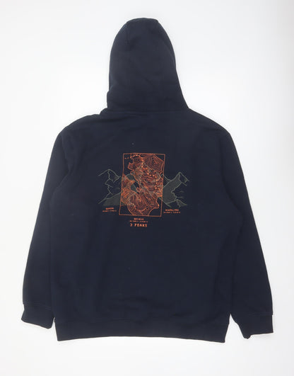 Mountain Warehouse Mens Blue L Pullover Hoodie Graphic Outdoor