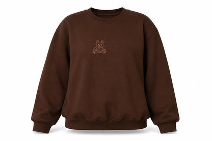 Kennyuniverse Women’s Brown Pullover Sweatshirt Large Teddy Bear Embroidered