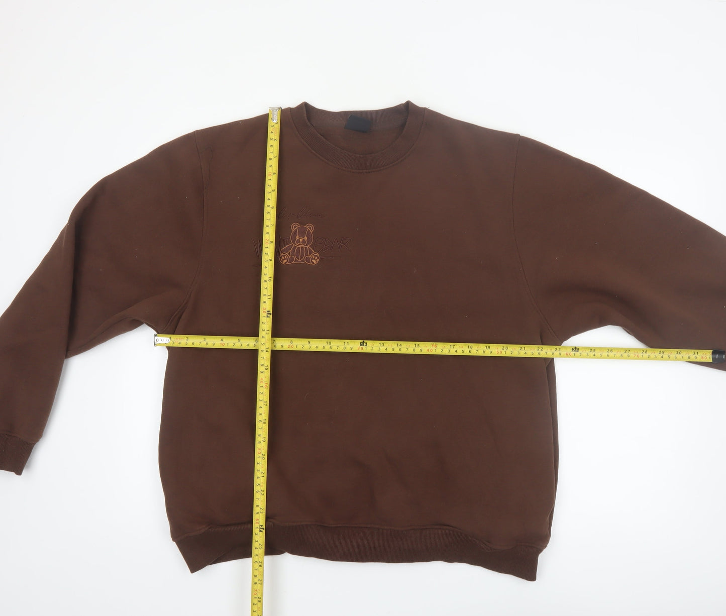 Kennyuniverse Women’s Brown Pullover Sweatshirt Large Teddy Bear Embroidered
