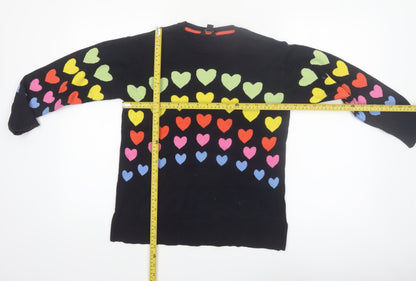 M&Co Women’s Multicoloured Heart Knit Jumper UK 8 Crew Neck