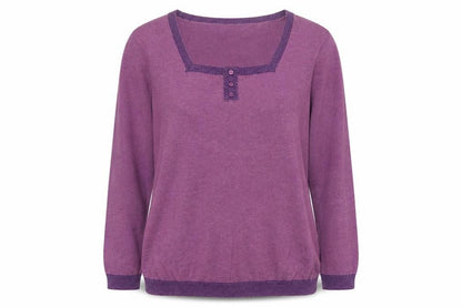 Autonomy Women's Purple Size 14 Henley Knit Jumper 3/4 Sleeve