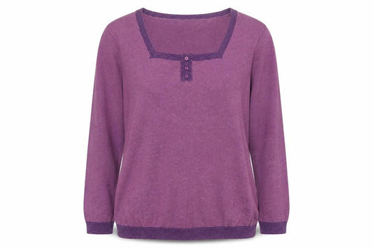 Autonomy Women's Purple Size 14 Henley Knit Jumper 3/4 Sleeve