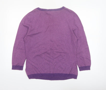 Autonomy Women's Purple Size 14 Henley Knit Jumper 3/4 Sleeve
