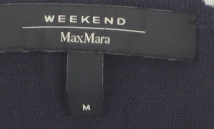MaxMara Weekend Women's Blue Floral Knit Silk Cotton V-Neck Cardigan M