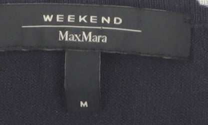 MaxMara Weekend Women's Blue Floral Knit Silk Cotton V-Neck Cardigan M