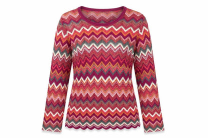 Rabe Women's Multicoloured Zigzag Knit Pullover Jumper Size 12