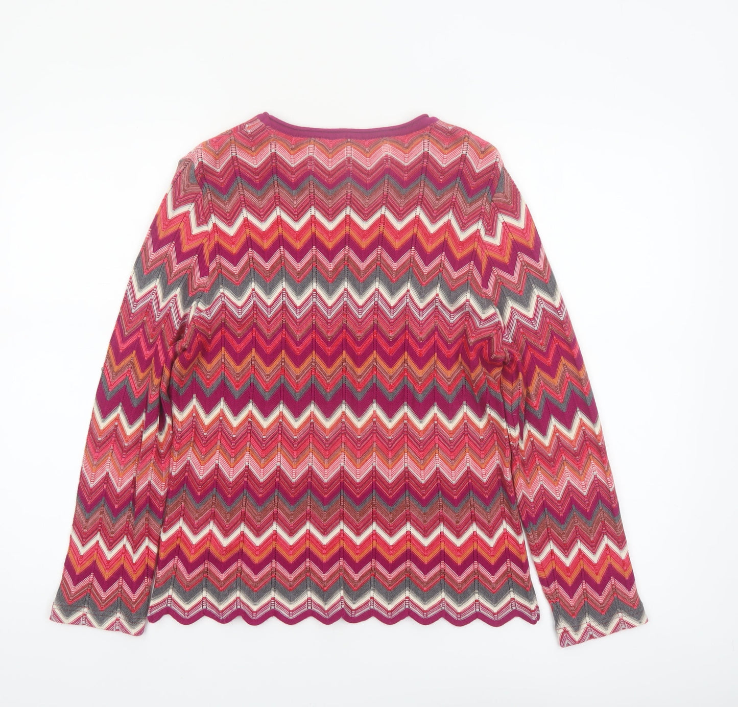 Rabe Women's Multicoloured Zigzag Knit Pullover Jumper Size 12