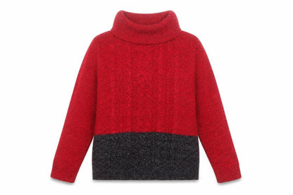 Karen Scott Women Red Roll Neck Cable-Knit Jumper L