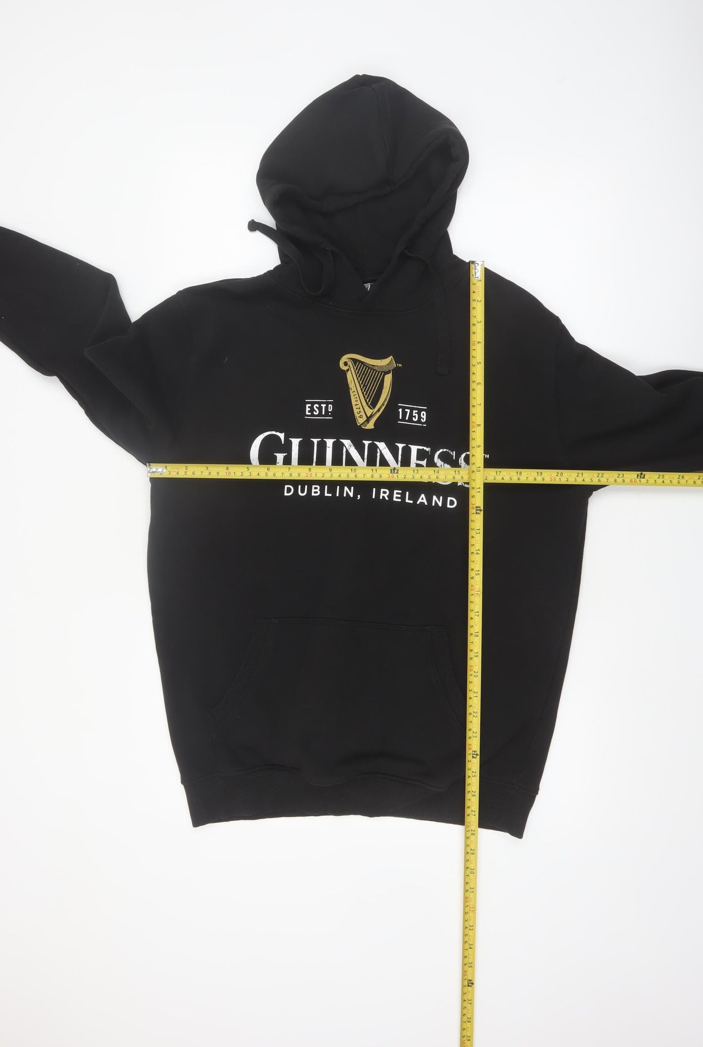 Guinness Men's Black Pullover Hoodie L Logo Fleece Sweatshirt