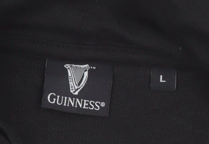Guinness Men's Black Pullover Hoodie L Logo Fleece Sweatshirt