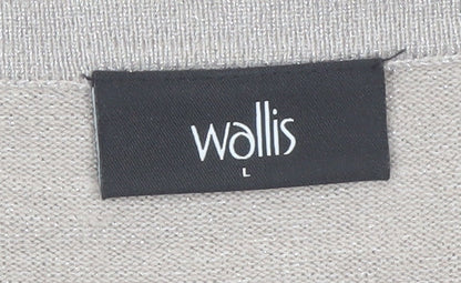 Wallis Womens Beige V-Neck Beaded Short Sleeve Jumper Size L