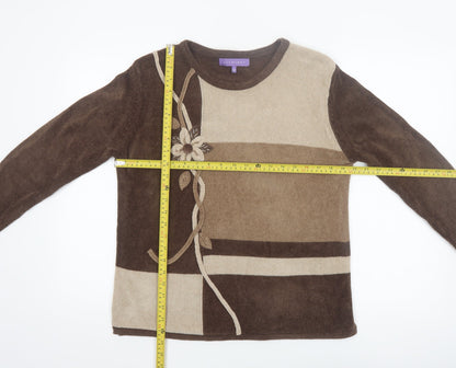 Autonomy Women’s Brown Geometric Embroidered Knit Jumper Size S