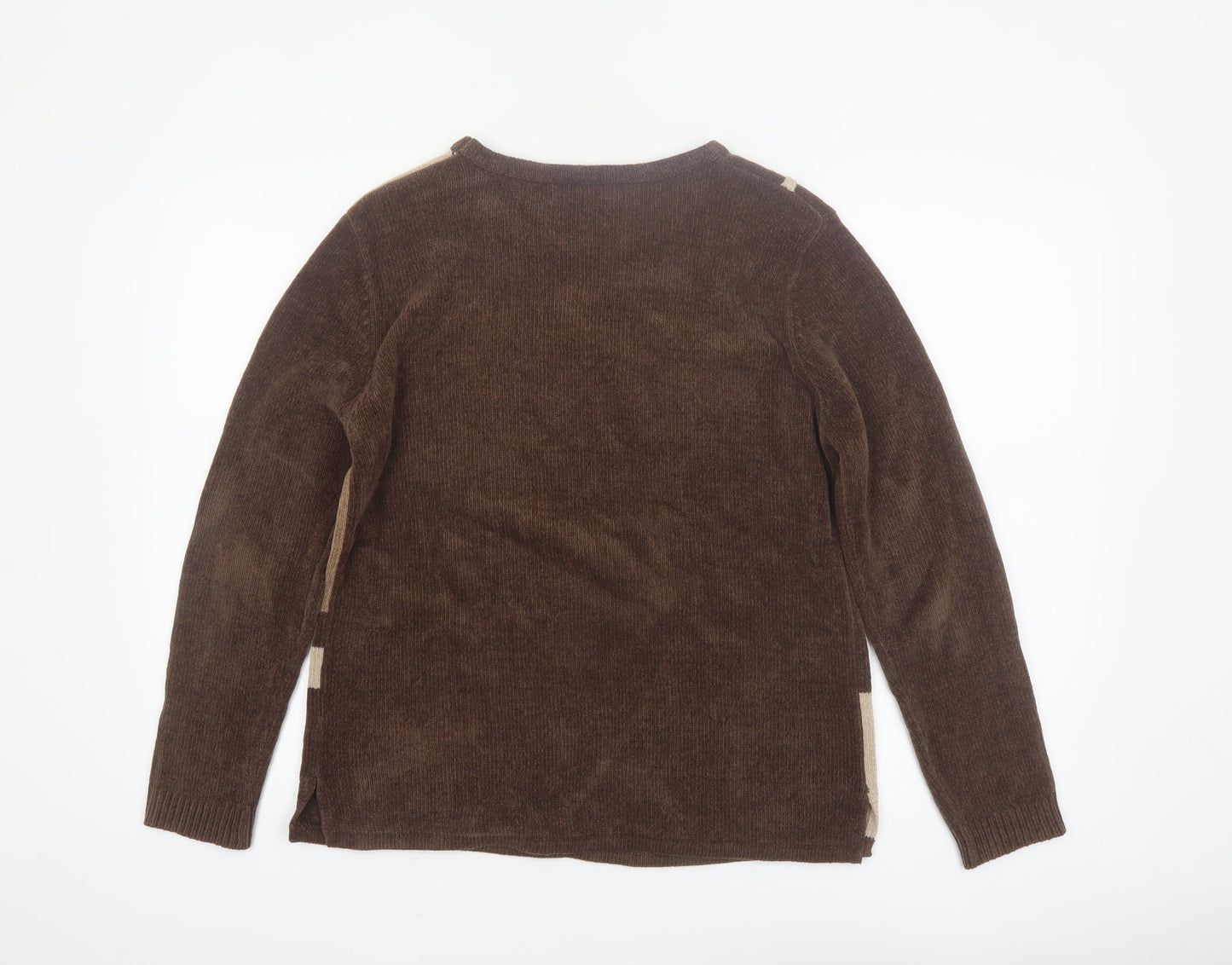 Autonomy Women’s Brown Geometric Embroidered Knit Jumper Size S